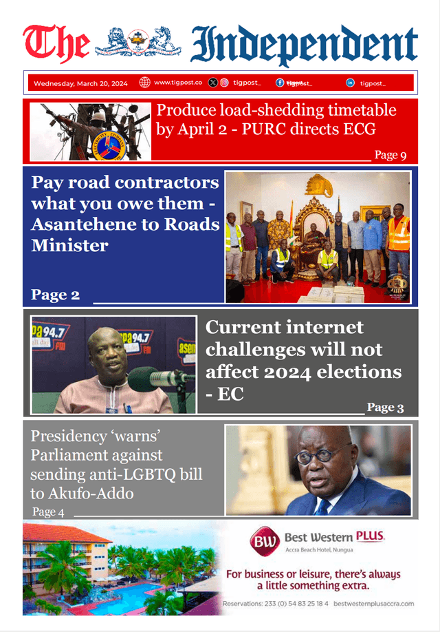 THE INDEPENDENT NEWSPAPER 18TH MARCH 2024