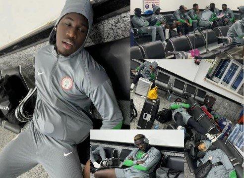 Nigeria’s Super Eagles stranded for 13 Hours after flight redirection; players sleep in waiting chairs