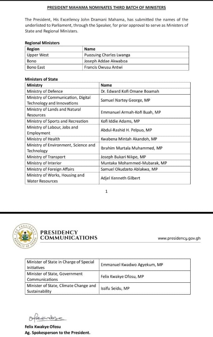 Ministerial appointees