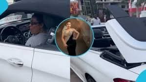 Actress Nikki Samonas flaunts her new convertible Mercedes Benz