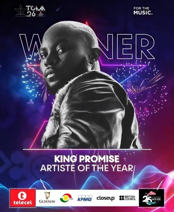 King Promise named Artiste of the Year at 2025 TGMAs